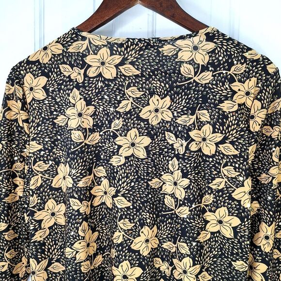 Emily Daniels Orange Black Floral Sequined Blouse Top Sz M - Picture 4 of 10